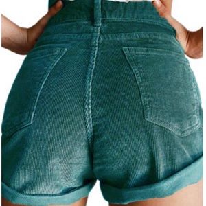 Green High Waisted Corduroy Shorts